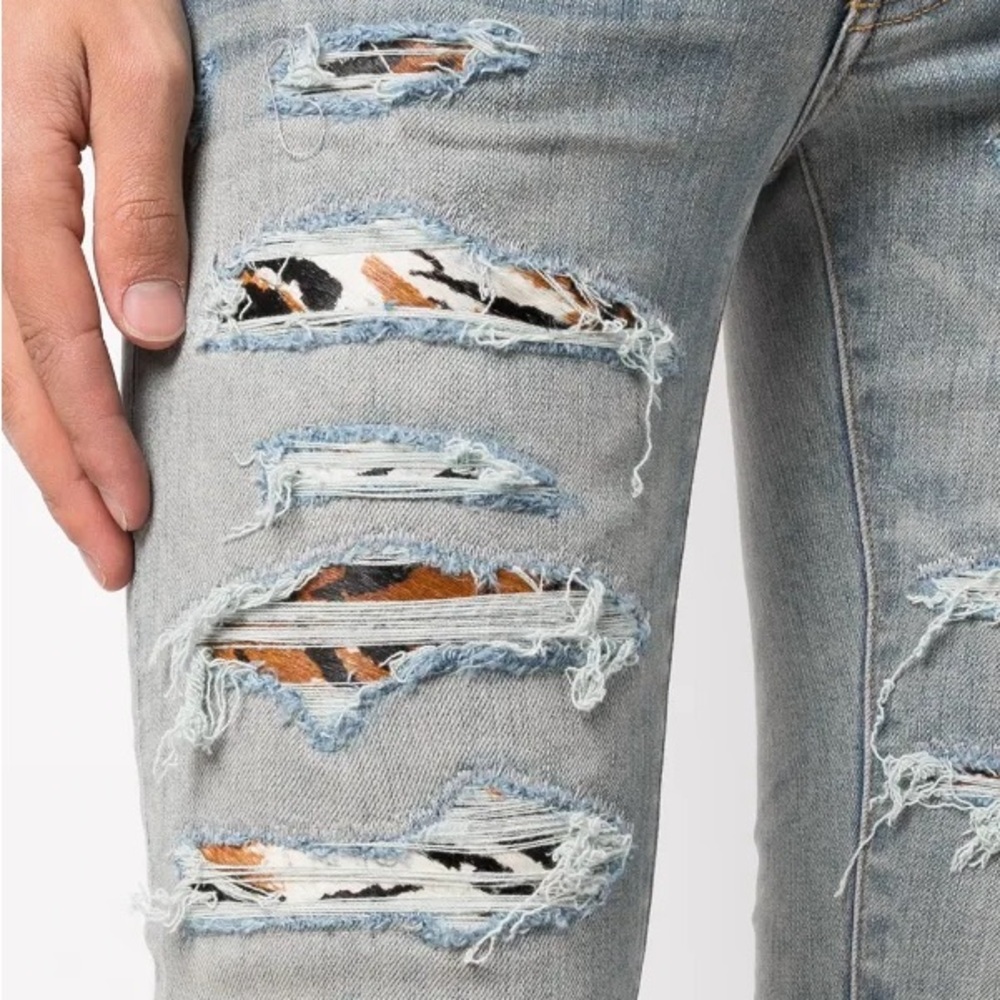 AMIRI Light Blue Ripped Skinny Jeans - Picture 5 of 14